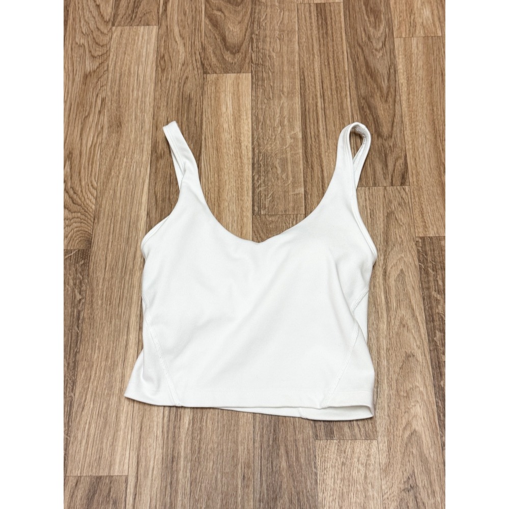 Gilly Hicks White Active V-Neck Tank Top with Built-in Shelf Bra XS